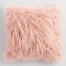blush faux fur throw pillow