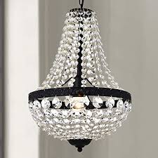 Bestier Modern French Empire Black Finish Farmhouse Crystal Pendant Chandelier Lighting Led Ceiling Light Fixture Lamp Dining Room Bathroom Bedroom Livingroom 1e26 Bulbs Required H18 In X D12 In Amazon Com