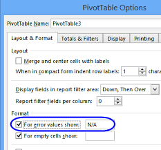 pivot table error values or hide errors