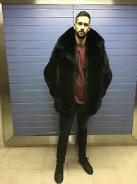 Black Fox Fur Mens Coat Real Fur Jacket