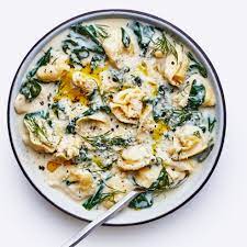 lemony tortellini soup with spinach and