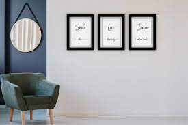 Set Of 3 Positive Word Art Wall Frame