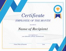 This employee of the month certificate features professional design and recognizes their dedication, passion, and hard work. Employee Of The Month Certificate
