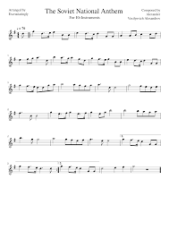 Print soviet anthem tuba sheet music hd png download 850x1100. The Soviet National Anthem In Bb Major Eb Instruments Sheet Music For Saxophone Alto Solo Musescore Com
