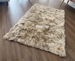 luxurious white alpaca fur rug super