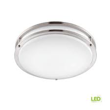 Details About Envirolite 14 In Brushed Nickel White Led Ceiling Low Profile Flushmount
