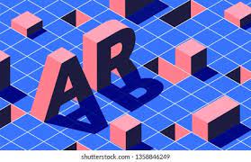 3d Isometric Text Of A R Alphabet In Orange Color With Abstract Element  gambar png