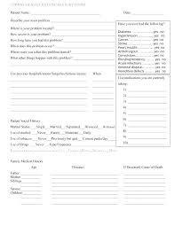 Personal Medical Record Form Template History Family New