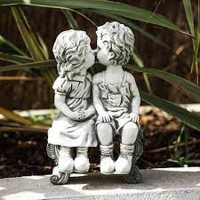 Kissing Kids Garden Ornament White