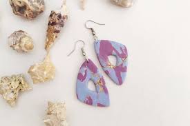 marble look earrings made from fimo