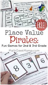 Kindergarten math board games to practice kindergarten math skills on topics like : Place Value Pirates Free Printable Math Game