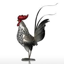 tooarts carved iron rooster metal
