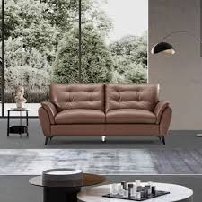 2 seater faux leather sofa brown