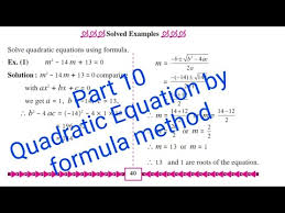 Quadratic Equations Formula Method