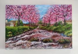 japanese cherry blossom trees river