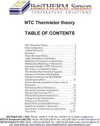 Ntc Thermistor Theory Table Of Contents Pdf Free Download