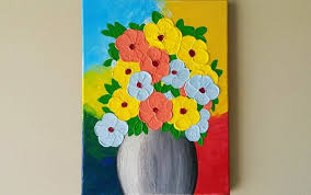 Acrylic Flower Vase Paintingflowers In
