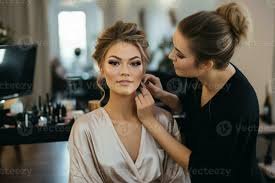 professional makeup expert working with