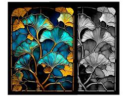 Ginkgo Leaf Stained Glass Pattern Print