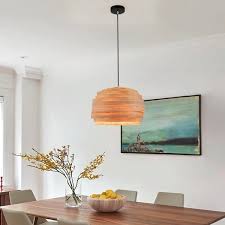 mid century modern wood pendant chandelier light for living room home deco