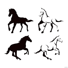 black and white horse vector in