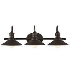 Available in couples of colors. Allen Roth Hainsbrook 3 Light Bronze Industrial Vanity Light Lowes Com Industrial Vanity Light Industrial Vanity Vanity Lighting