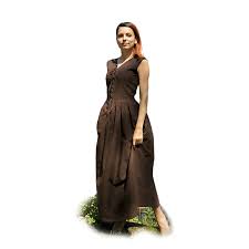 peasant dress in dark brown
