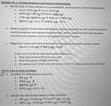 Question No1 Solution Reactions