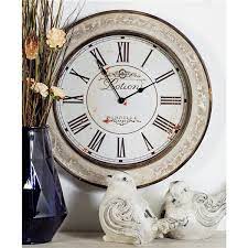 Vintage Wall Clock Cream Wood 363476 Rona