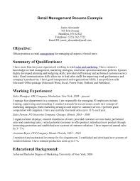 Retail Job Resume Objective Resumes Examples For Radiovkm Tk