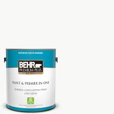 Behr Premium Plus 1 Gal Ultra Pure White Satin Enamel Low Odor Interior Paint And Primer In One