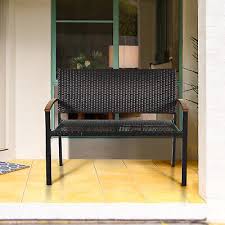 Patio Wicker Bench Outdoor Rattan