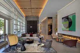 hotel lobbies with wood panels