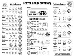 Beaver Scouts Badge Summary Chart Made By Cate Biggs With