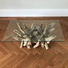 rectangular driftwood coffee table base