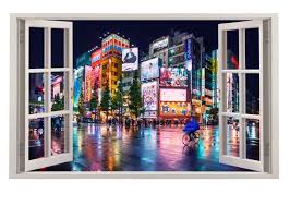 3d Fake Window View Japan Tokyo City At