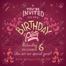 Vintage Birthday Party Invitation Card Design Typography And