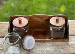 Square Glass Canister With Wood Lids