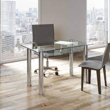 Print Glass Table Desk With Chromed