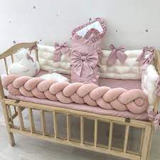Newborn Crib Bedding In Dusty Pink And
