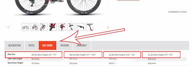 bike size charts six diffe methods