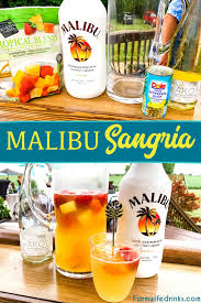 Coconut malibu rum, pineapple juice, ginger ale, and grenadine syrup will make you think you're on a tropical island with this cocktail recipe. Malibu Sangria The Farmwife Drinks