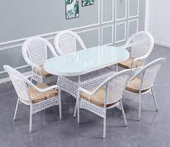 6 seater wicker dining table set