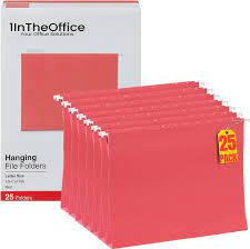 red hanging file folders letter size