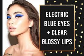electric blue eyes and clear glossy lips