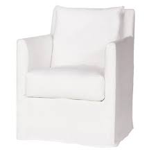 Floral slipcover with contrast welt for a chub chair. Cisco Brothers Elm Modern White Cotton Slipcovered Swivel Occasional Chair Kathy Kuo Home