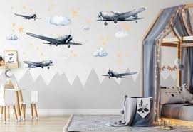 Airplane Wall Decal Nursery Watercolor