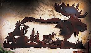 northwoods cabin moose metal wall art