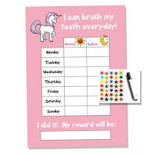 Unicorn Tooth Teeth Brushing Reward Chart Kids Childrens