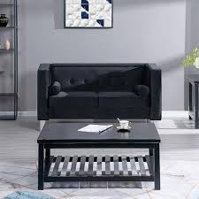 Black Velvet Loveseat For Living Room
